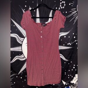 Red and White Striped Tight Mini Dress